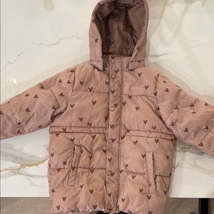 Tan Puffer Jacket with Hood and Quilted Design